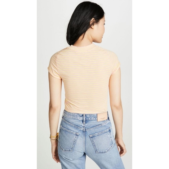 Free People Women's Night Sky Tee in Summer Rose Combo Pink Stripe Size XS - Picture 2 of 3